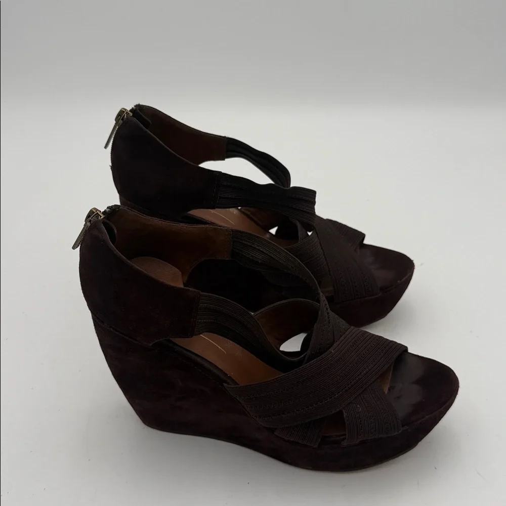 Donald J. Pliner lawney Dark Brown Wedge Sandals women 8M suede event goth Y2K